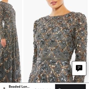 Macduggal long sleeve sequin gown